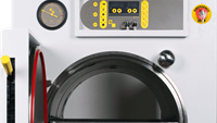 Autoclave with an opened door