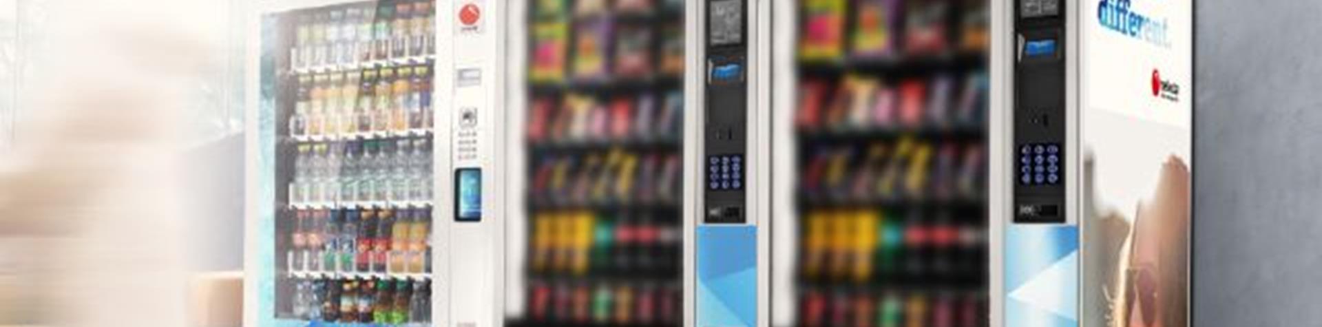 3 Selecta vending machines in an office lobby