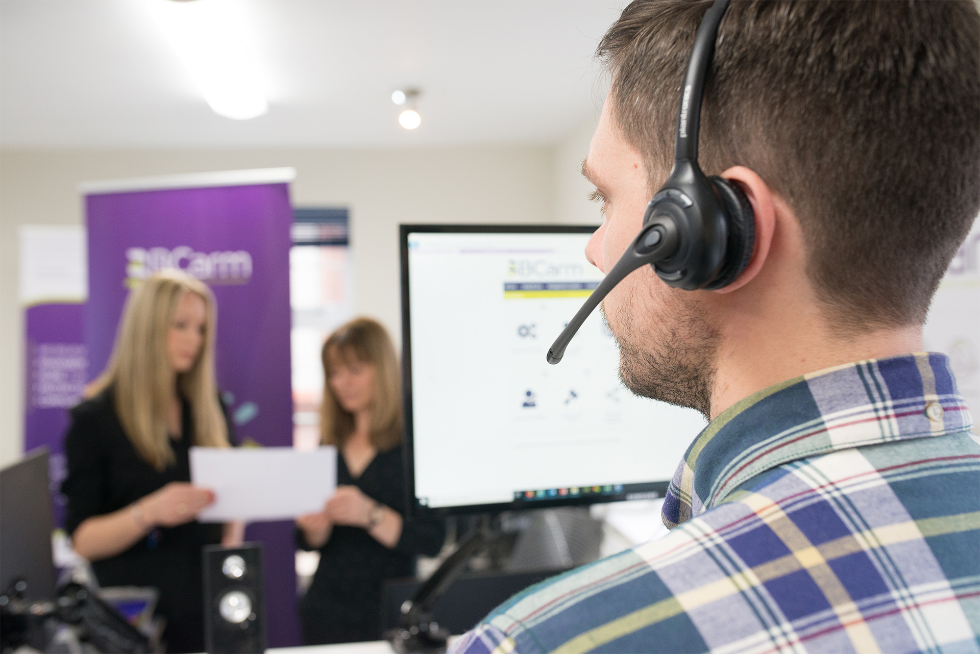 BCarm helpdesk team phone call webinar