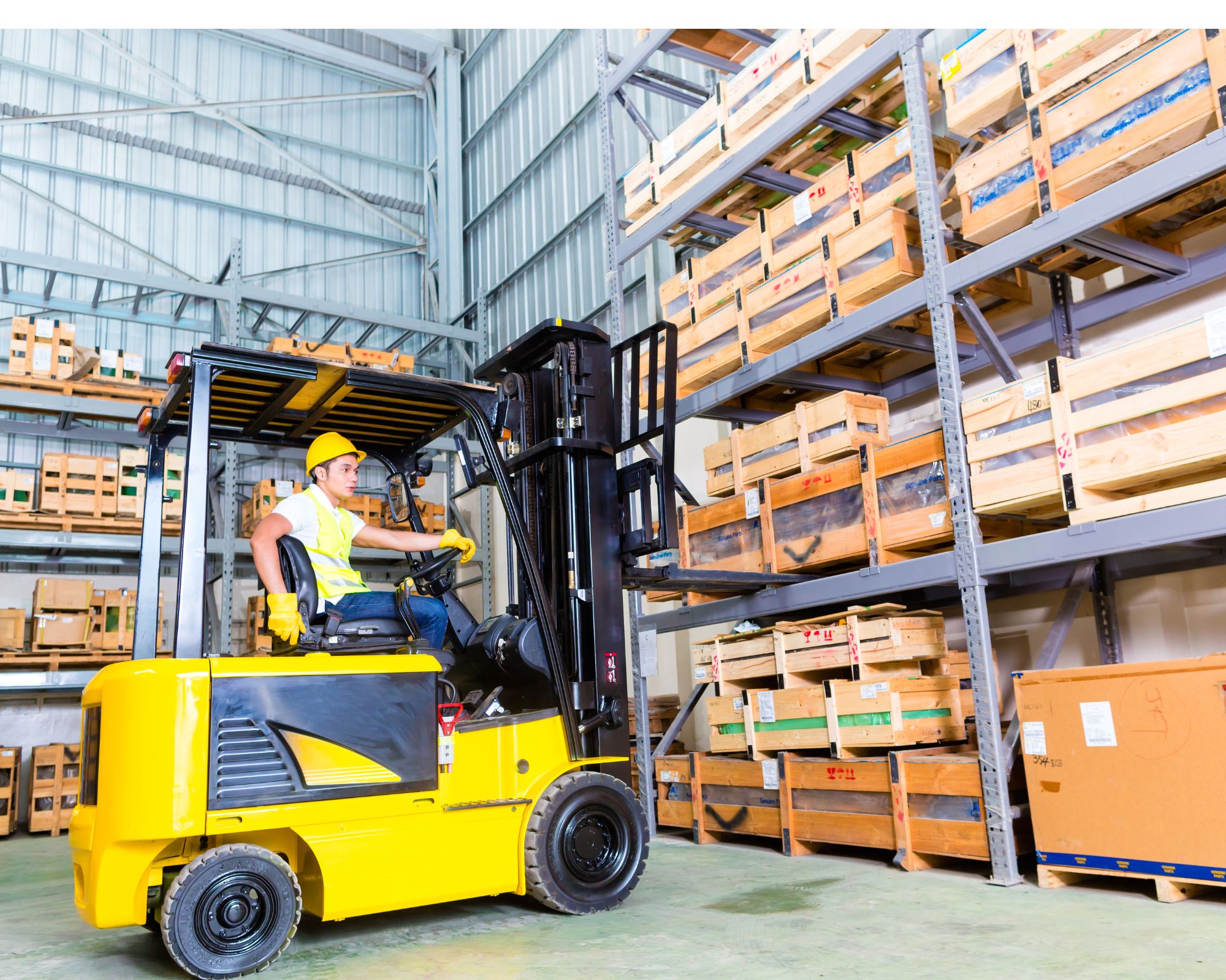 Man driving forklift truck